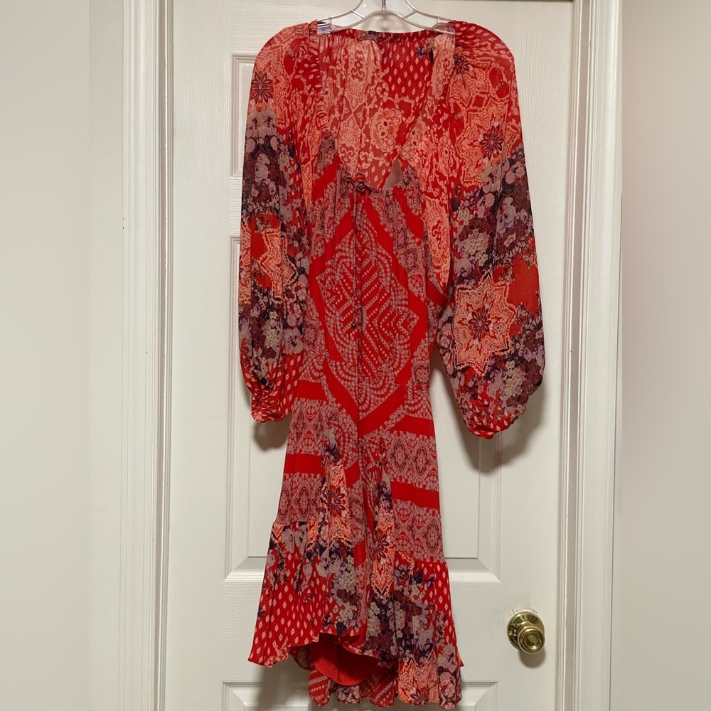 Free People Mini Dress with 3/4 Blouse Sleeves